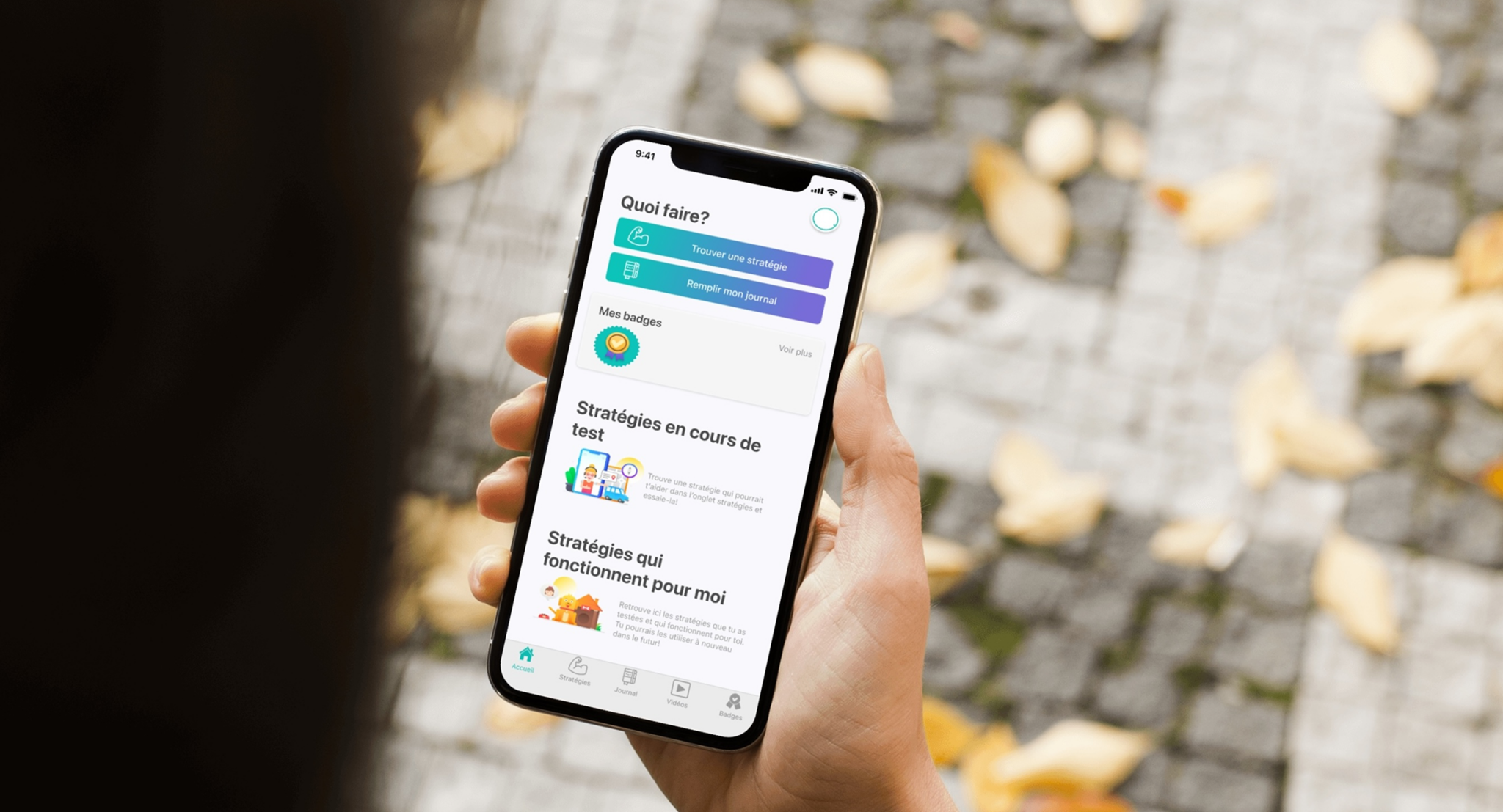 User interacting with a mental health mobile app designed to support youth facing bullying and improve emotional well-being