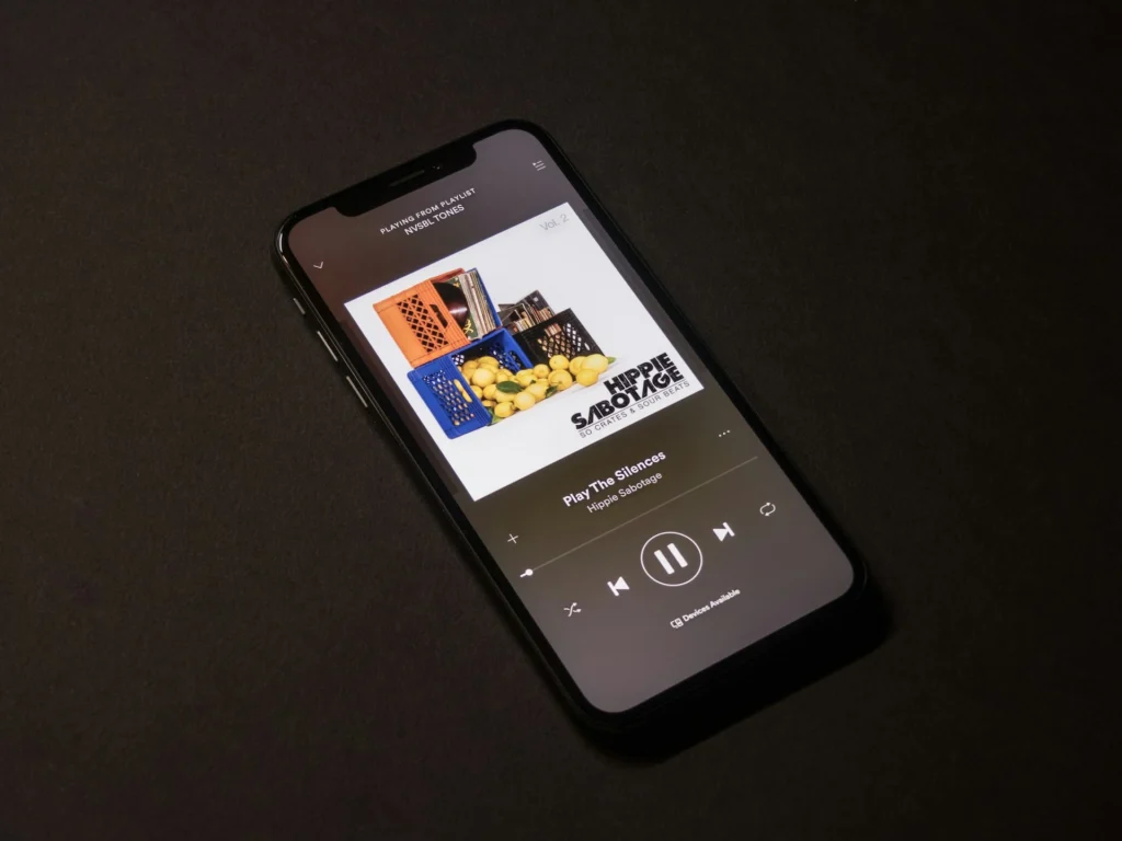iPhone with a music app
